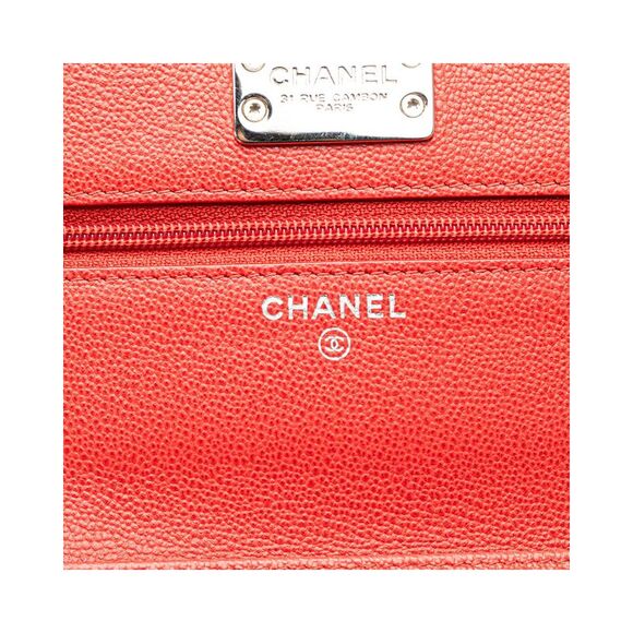 Pre Loved Chanel Wallet on Chain Red Caviar Leather Women Crossbody Bags - Picture 6 of 8